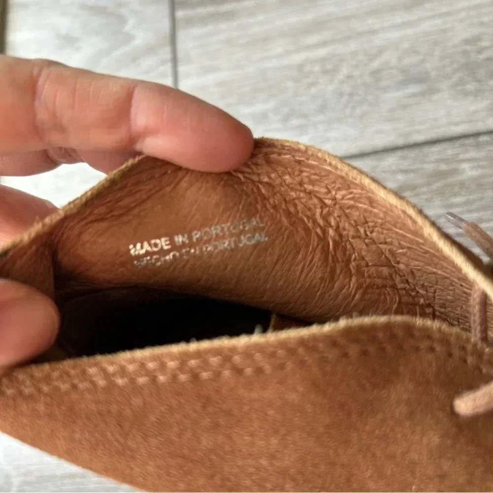 Locale Tan Suede Leather Lace Up Ankle Boots Made in Portugal